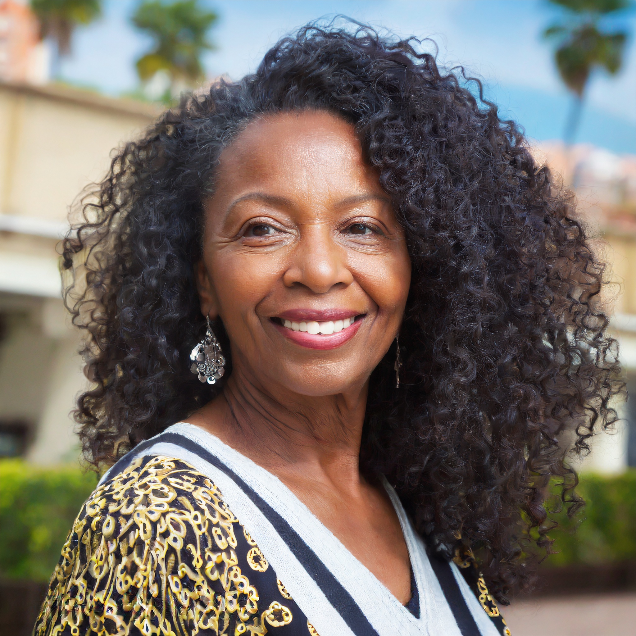 OLDER black woman with long curly hair 32173